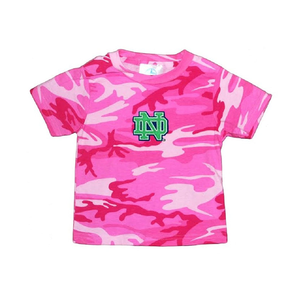 Toddler Girls Notre Dame Fighting Irish Pink Camo Tee Shirt Size Small 6/8