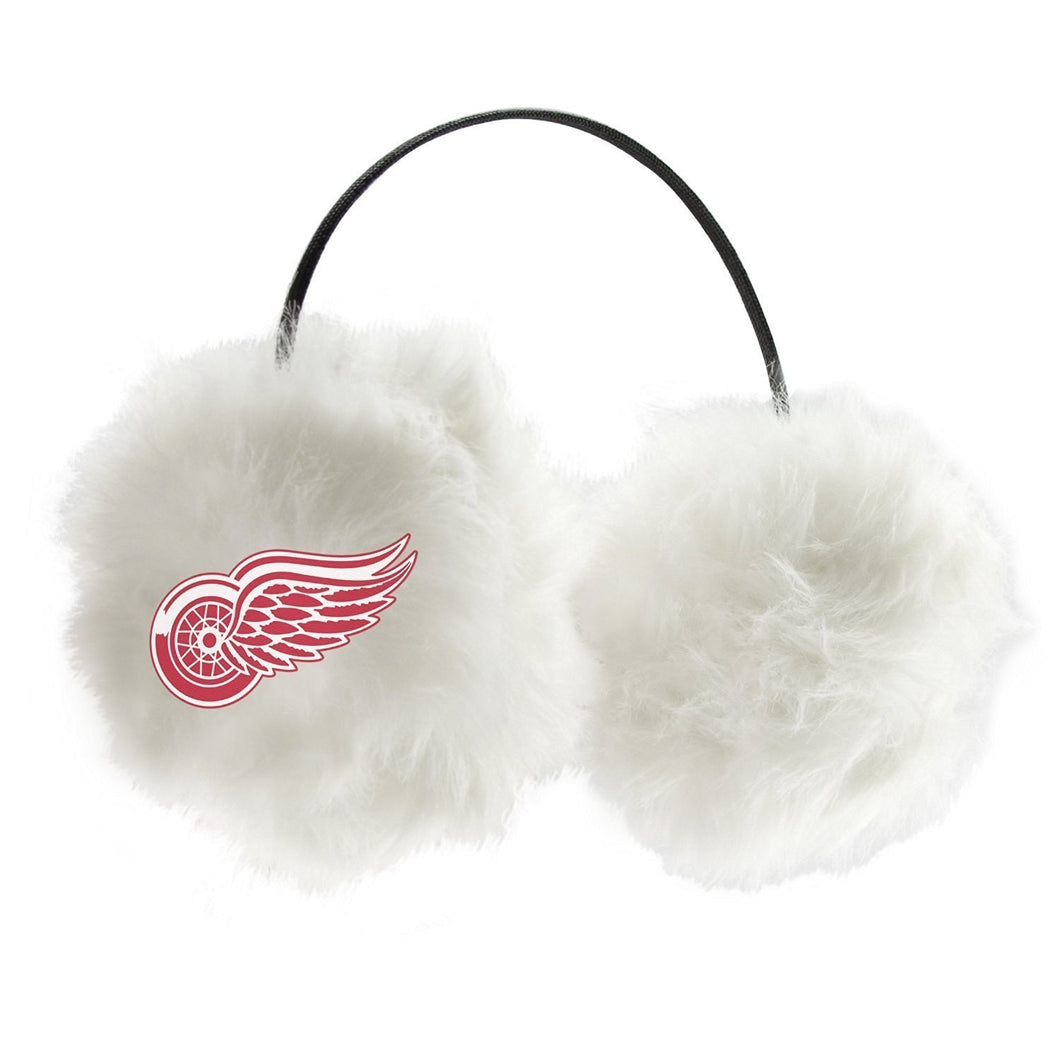 NHL Officially Licensed Embroidered Faux Fur Team Logo Earmuffs Cheermuffs (Detroit Red Wings)