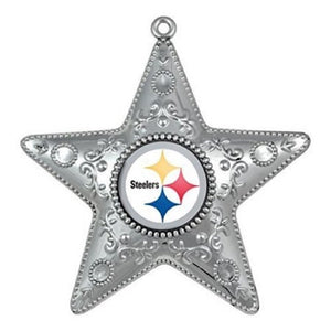 Pittsburgh Steelers 4.5" Silver Star Christmas Ornament