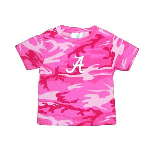 Toddler Girls Alabama Crimson Tide Pink Camo Tee Shirt Small Size 6/8