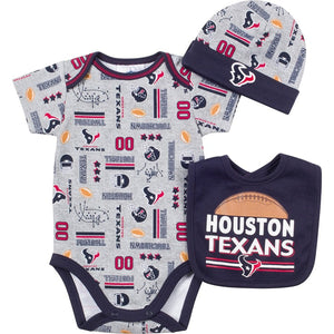 Gerber Houston Texans Football Baby Boys Bodysuit, Bib & Cap Set (0/3 Months