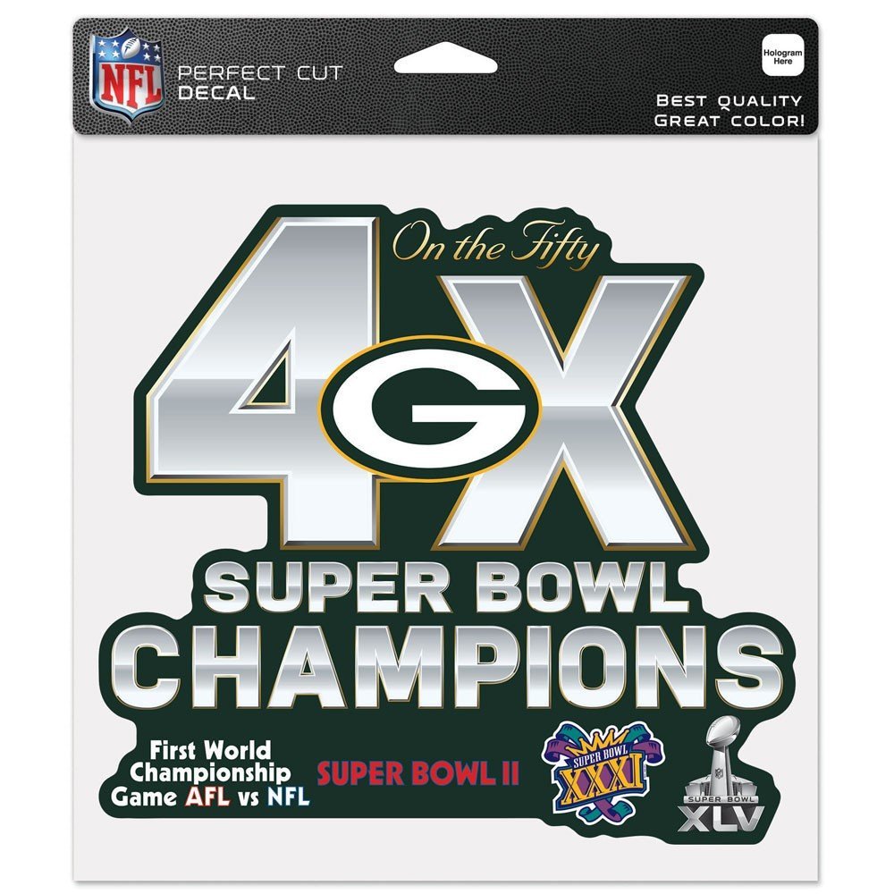 Past Super Bowl Champion Green Bay Packers Perfect Cut Color Decal 8