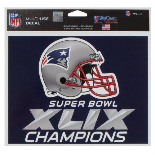 New England Patriots 4.5 inch x 6 inch Super Bowl 49 Champions Multi Use Car Decal