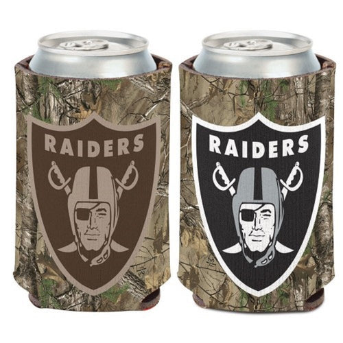 OAKLAND RAIDERS CAMO FOOTBALL CAN COOLER 2-SIDED