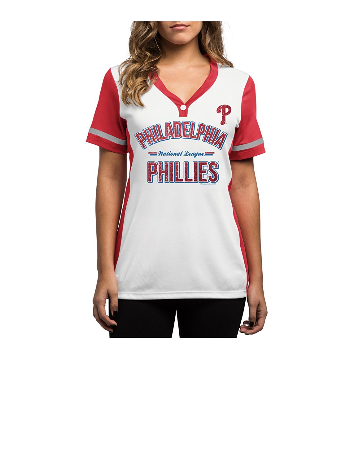 Womens Philadelphia Phillies Pull Over Color Block Jersey Shirt