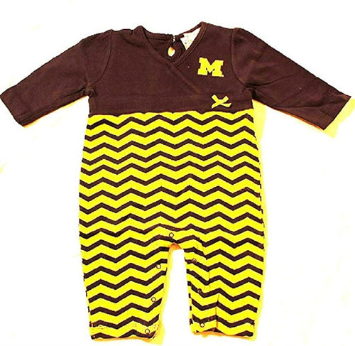 Baby Girls University Of Michigan Wolverines Long Leg Chevron Romper