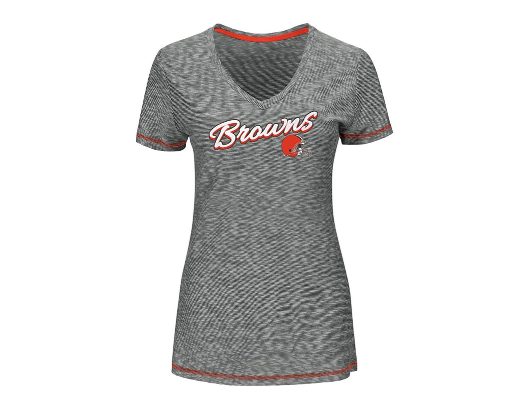 Women's Ribbed Graphic Tee-Shirt - Cleveland Browns Size Large