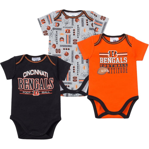 Cincinnati Bengals Baby / Infant 3 Piece Bodysuit Creeper Set 12 Months