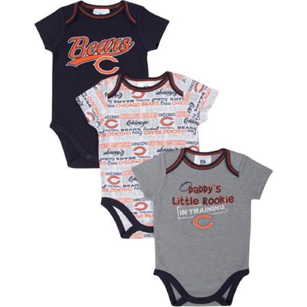 Chicago Bears Short Sleeve Infant Bodysuit - 3 Pack